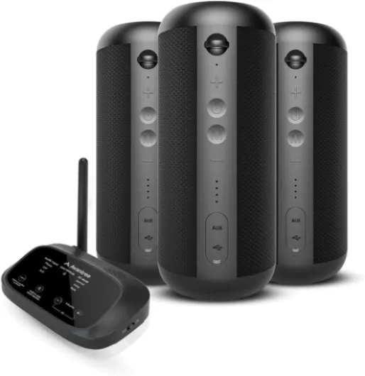 Harmony 2 - Système Audio Multiroom Bluetooth sans Fil, Enceintes Stéréo avec Entrées Bluetooth et Câble, Chaque Enceinte Devient Un Haut-Parleur Bluetooth Portable Indépendant