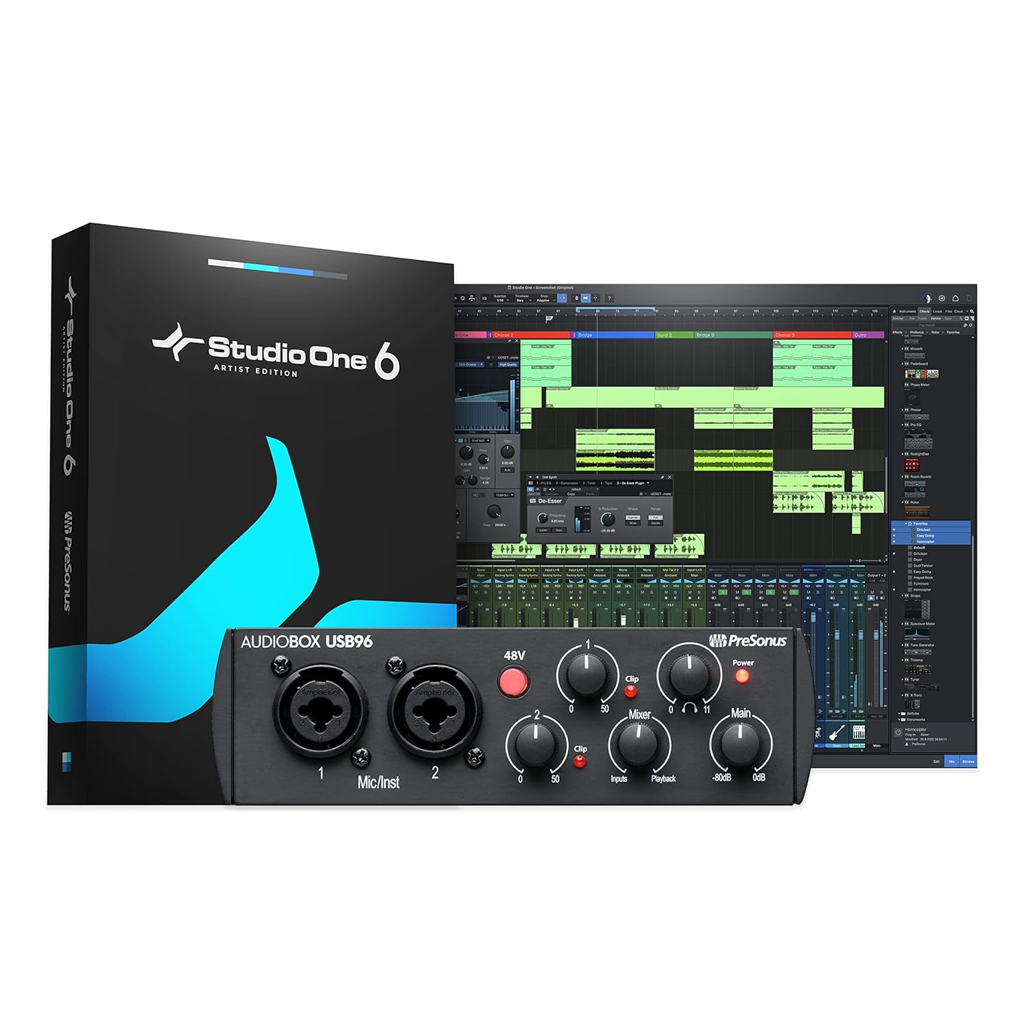 PreSonus AudioBox 96 - Interface Audio USB, Pour Enregistrement, Diffusion, Podcasting avec Bundle de Logiciels incluant Studio One Artist, Ableton Live Lite DAW, Édition 25ème Anniversaire