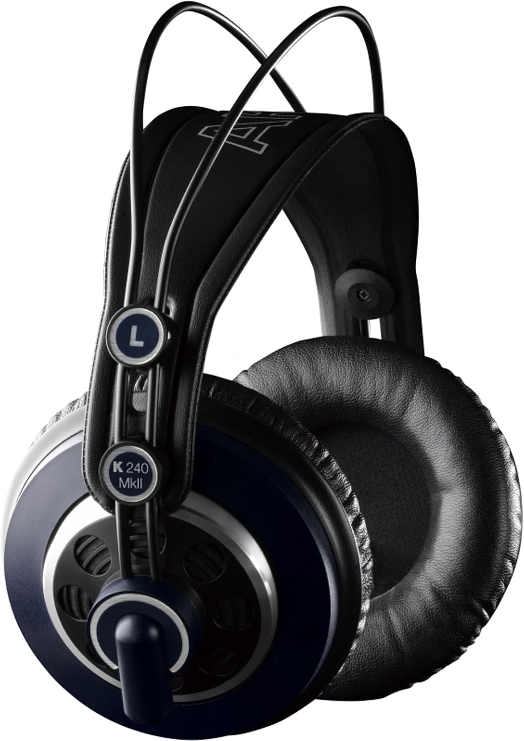 AKG K240 MKII Casque de studio professionnel semi-ouvert, bandeau auto-réglable, conception haute performance, adaptateurs 3 mm et 1/4" - Noir et Bleu Unique K240 MKII - Semi ouvert