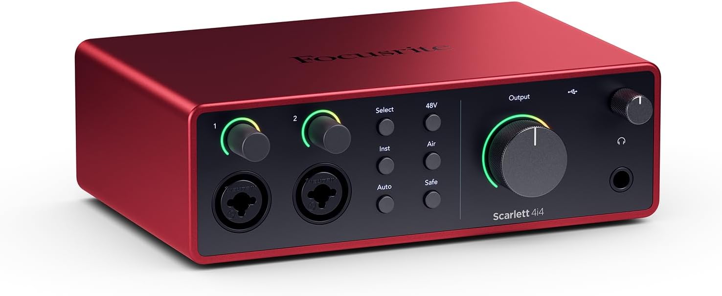Scarlett 4i4 4th Gen, interface audio USB pour musiciens, guitaristes, créateurs de contenus — des prises de son de haute qualité et tous les logiciels pour enregistrer