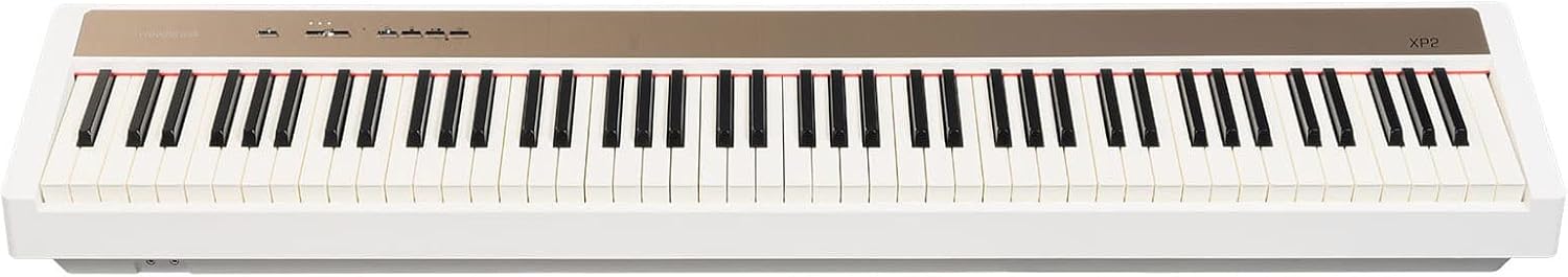 XP2 Piano Numérique Portable Bluetooth Blanc - Clavier toucher lourd réaliste 88 touches - 189 polyphonies, 12 sonorités - Piano idéal pour débuter et se perfectionner