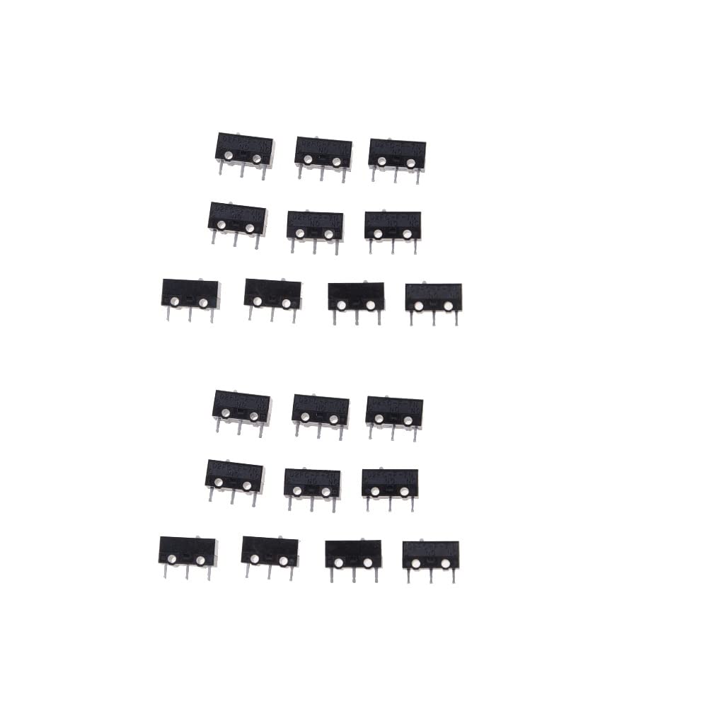 Fasizi Lot de 20 micro-interrupteurs D2FC-F-7N 10 m pour souris de remplacement testé - Bouton-poussoir - Noir - ON-OFF