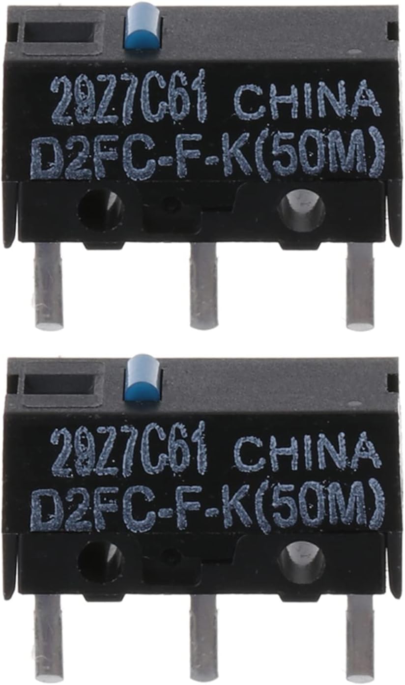 BYUTFA Lot de 2/10 micro-commutateurs originaux pour souris D2FC-F-K (50 M clics) 0,74 N à pois bleus 3 broches 2 pièces