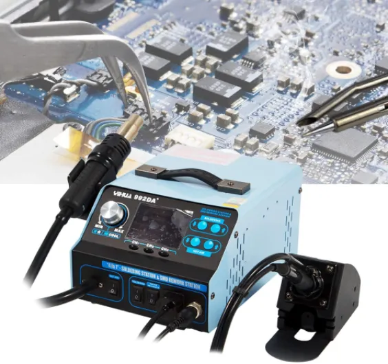 Station de soudage professionnelle 992DA+ 4 en 1 avec pistolet à air chaud et fer à souder, écran LCD, contrôle de la température, pour réparation et montage électroniques