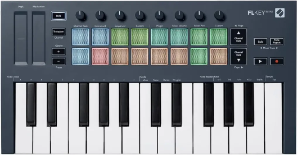 FLkey Mini - Clavier maître MIDI USB portatif de 25 touches avec intégration de FL Studio pour la production musicale