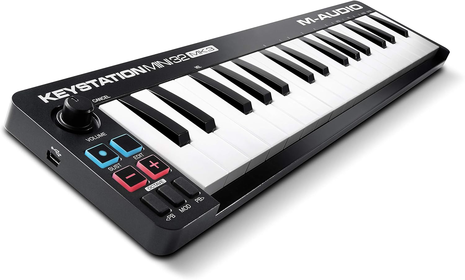 M-AUDIO Keystation Mini 32 MK3 - Mini Clavier MIDI USB ultra-portable avec 32 mini-touches sensibles à la vélocité et logiciel de procution musicale