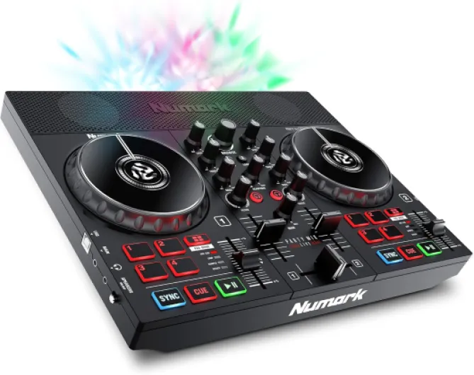 Party Mix Live Platine DJ avec Enceintes Intégrées, Jeux de Lumière LED, Table de Mixage, avec Serato DJ Lite Party Mix Live - Noir