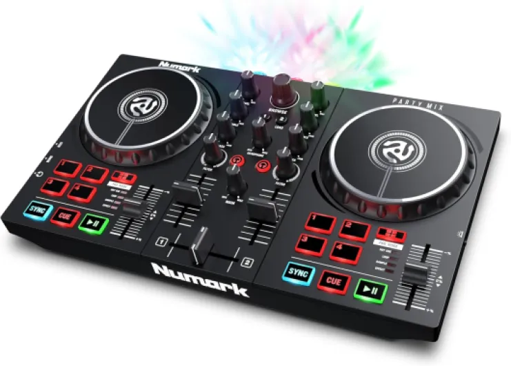 Party Mix II Platine DJ avec Lumières LED, Carte Son et Table de Mixage, avec Serato DJ Lite pour Mac et Win OS Party Mix 2 - Noir