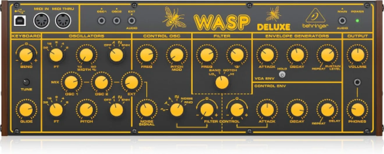 Wasp Deluxe Synthétiseur Analogique de Légende avec Deux Oscillateurs, Filtre Multimode, Chaîne Polyphonique 16 Voix et Format Eurorack