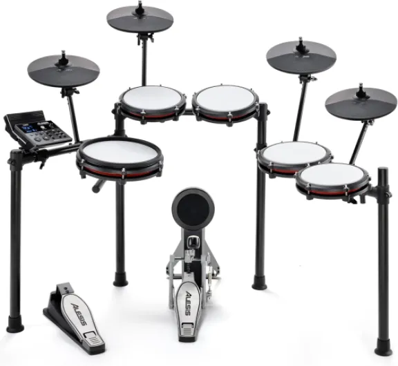 Nitro Max Kit Batterie Électronique de 10 pièces avec Pads en Maille Silencieuse, Caisse Claire 10" Dual Zone, Bluetooth, 440+ Sons Authentiques, Drumeo, USB MIDI, Pédale de Kick Nitro Max XL