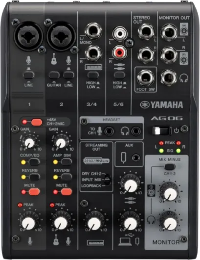 AG06MK2 Table de mixage en direct 6 canaux avec interface audio USB - Pour Windows, Mac, iOS et Android - Noir