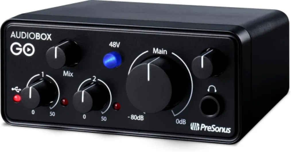 AudioBox GO, Interface Audio USB-C, Pour Production Musicale avec Logiciel d'Enregistrement Studio One, Tutoriels Musicaux, Échantillons Sonores et Instruments Virtuels AudioBox GO (Noir)