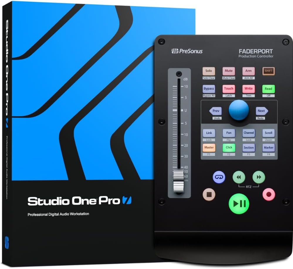 FaderPort, Contrôleur de Mixage DAW pour Production Musicale avec Studio One Artist, Ableton Live Lite, Bundle de Logiciels pour Enregistrement, Diffusion et Podcasting 1 Fader Contrôleur de Production