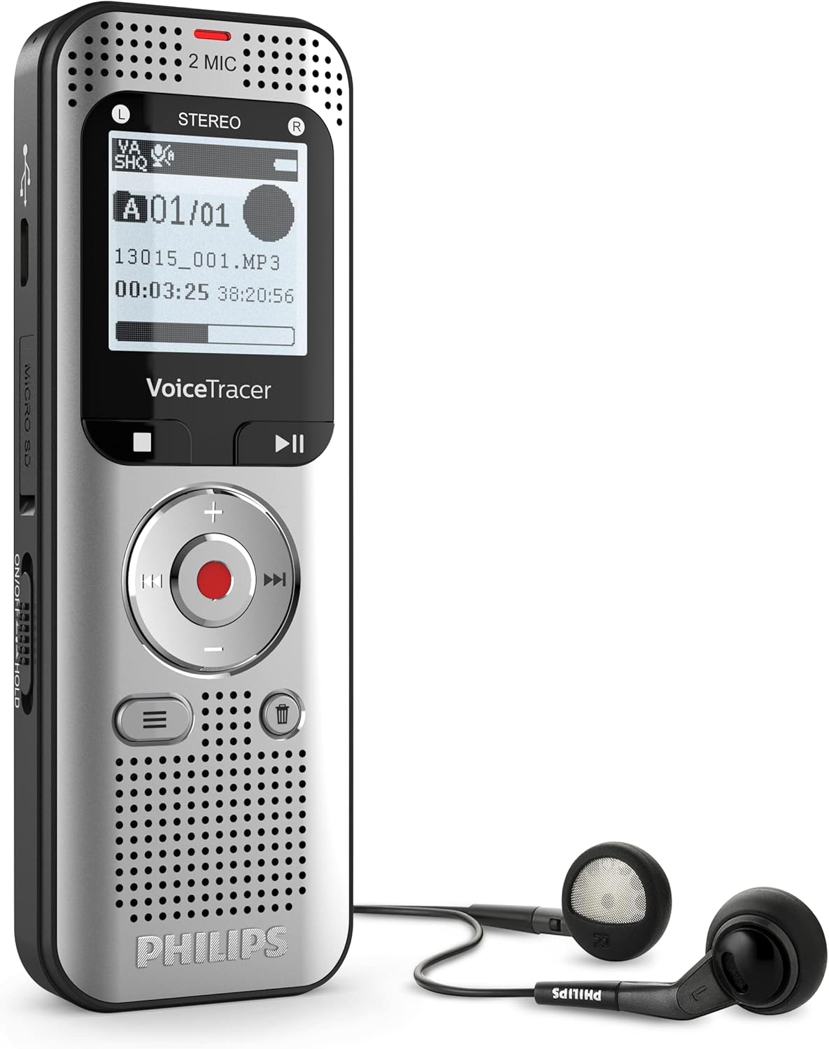 VoiceTracer DVT2015 Enregistreur Vocal, 8 Go, MP3, 2 Microphones stéréo - Licence d'essai Sembly AI: Transcription, résumés créés par l'intelligence Artificielle