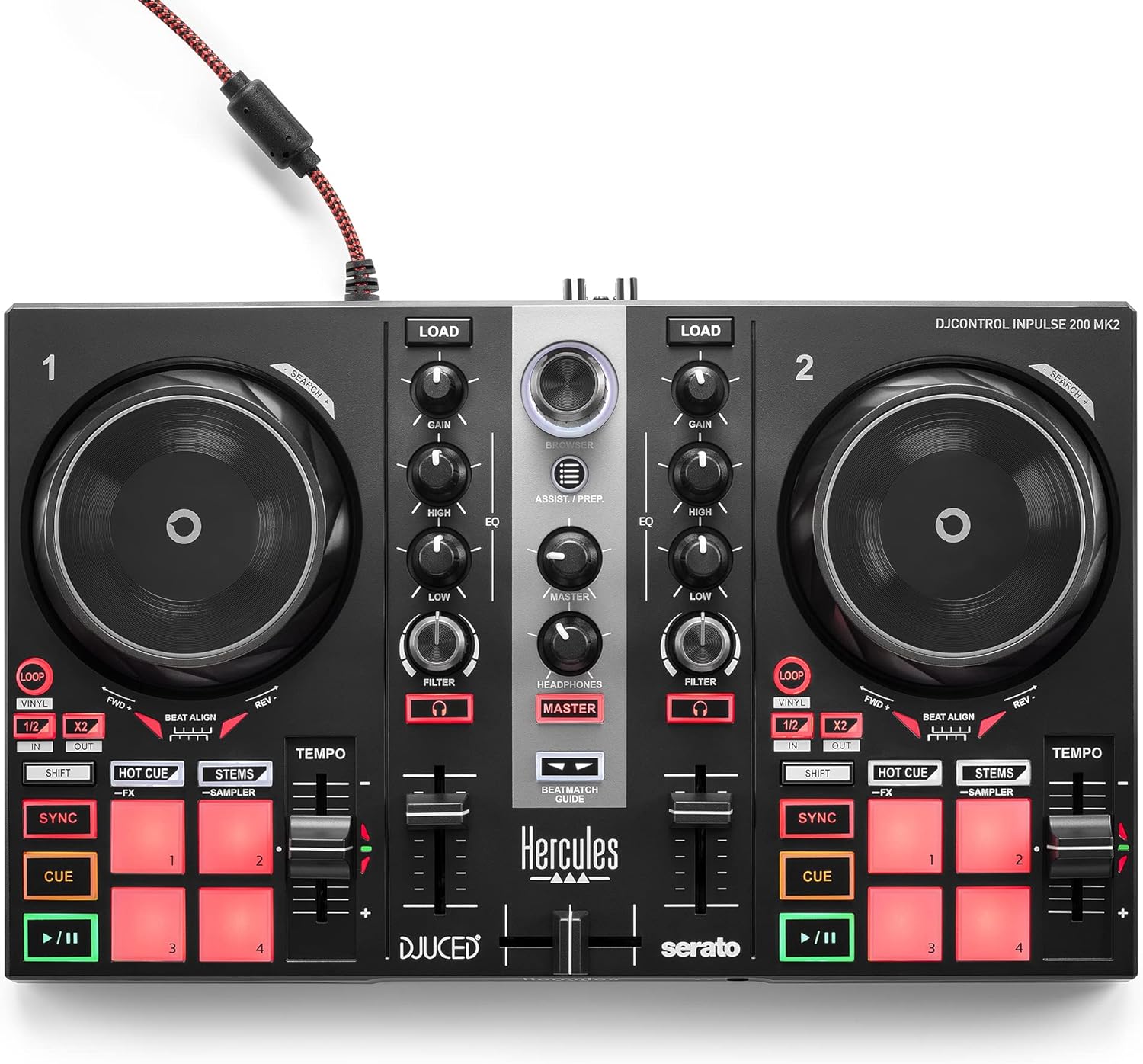 DJControl Inpulse 200 MK2 – Contrôleur DJ idéal pour apprendre à mixer - Logiciels et tutoriels inclus DJControl Inpulse 200MK2