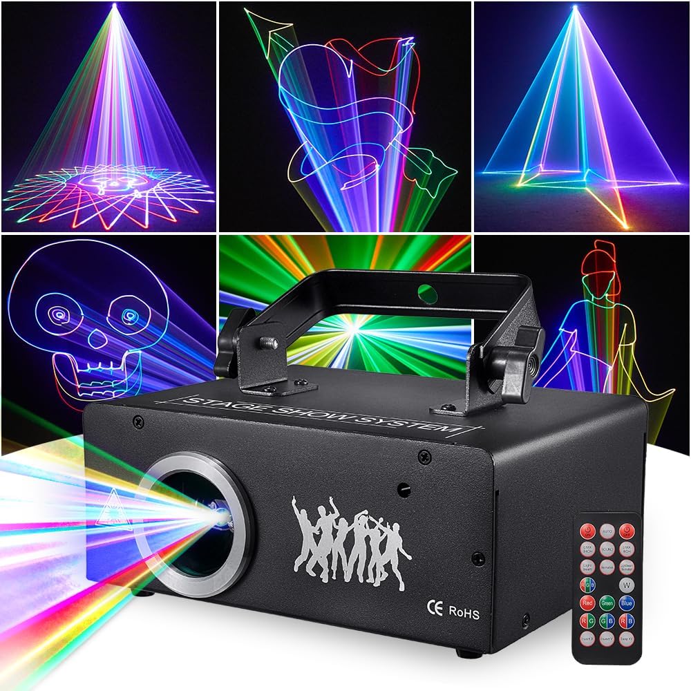 Eyeshot DJ Lumière, Lumière de Scène Fête 3D RGB Animation Avec Effet de Faisceau Balayage, Auto, Musique Son, Télécommande et contrôle DMX pour l'éclairage des discothèques, Clubs Mariage Scènes DJ