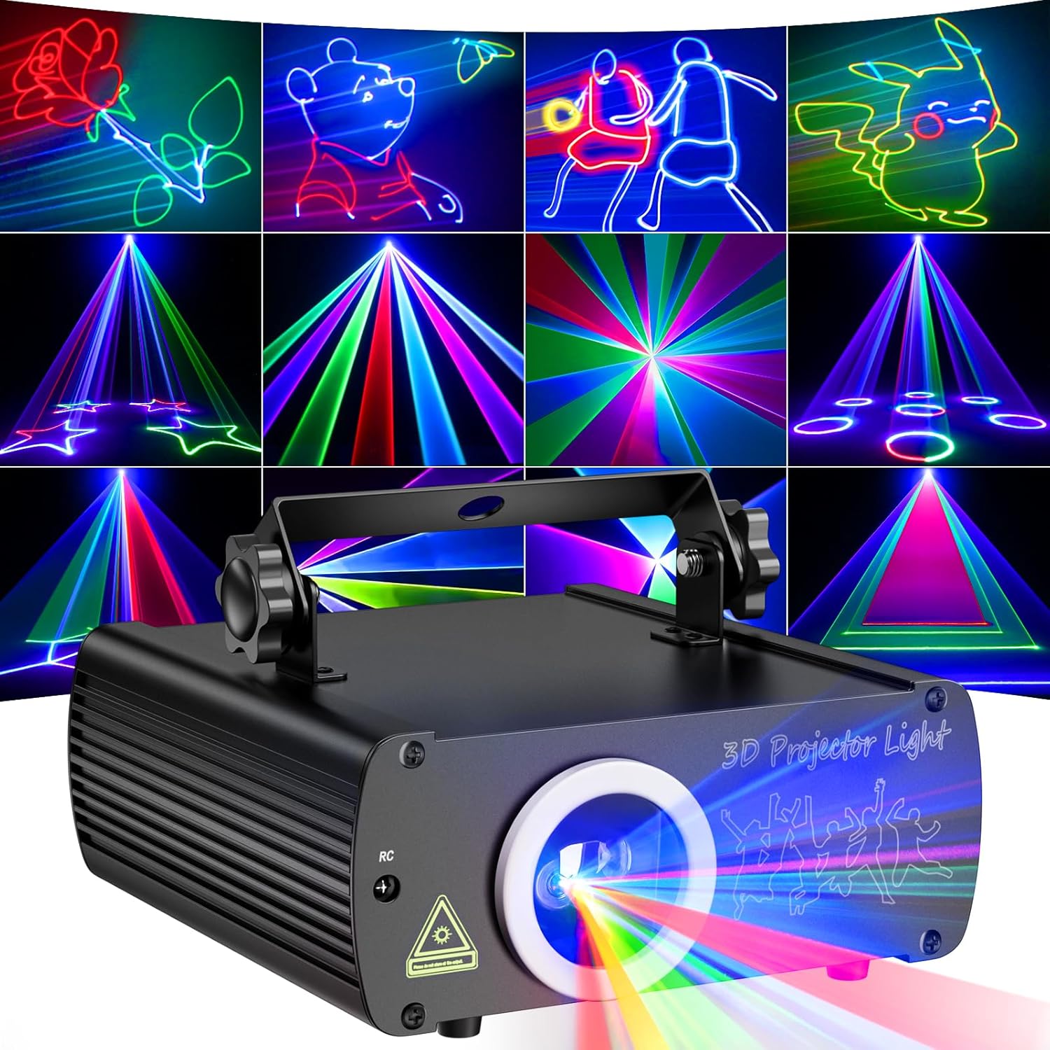 Jeux de Lumiere DJ, 3D RGB Animation Lumiere Disco, Lumiere Soiree avec Télécommande, Lumières de DJ Activées par le son avec DMX 512, Lampe Disco pour bar, Boîte de Nuit Spectacle en Direc L2600