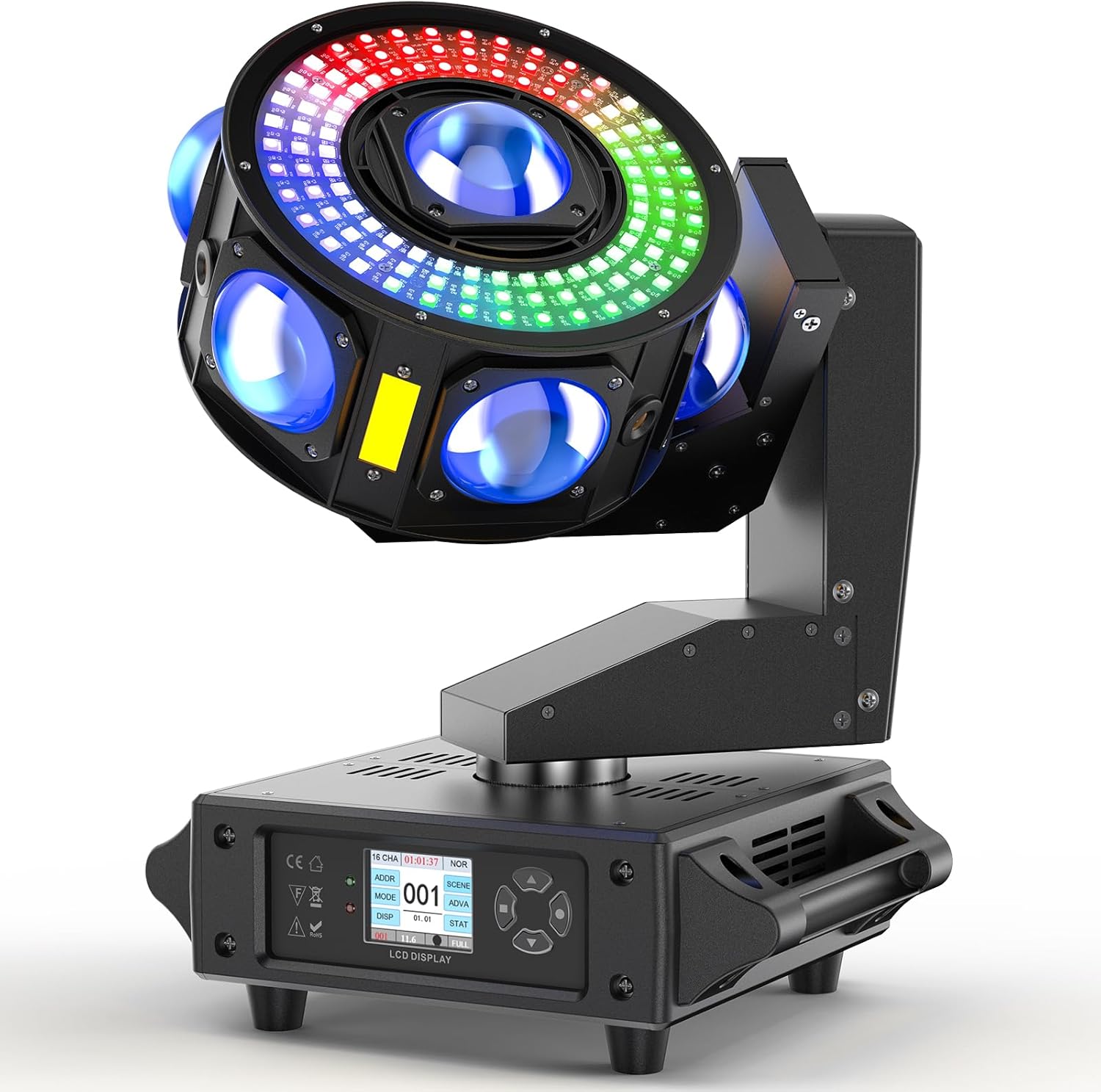 Lyre LED 200W Beam Wash Lumière à tête mobile RGBW Jeux de Lumiere Rotation infinie 19CH/25CH Lumières de scène Pour DJ Club Fête Bar Théâtre Projecteurs 200W RGBW