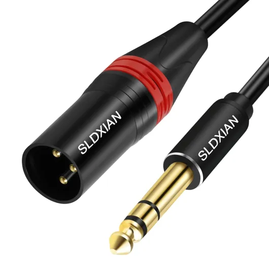 SLDXIAN Câble XLR Jack, Câble symétrique stéréo 6,35 mm TRS vers XLR Mâle à Mâle pour Guitare, Hautparleur, Microphone, Amplifier, Carte Son (2M, Male) Male 2M