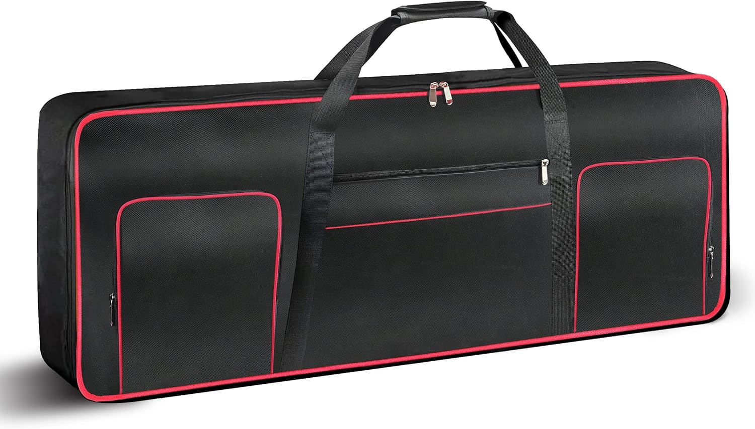 Housse de Transport pour Clavier 61 Touches - Portable et Durable - Tissu Oxford 600D imperméable - avec Housse rembourrée en Coton de 10 mm - 101,6 x 40,6 x 15,2 cm - Noir + Rouge Noir/Rouge