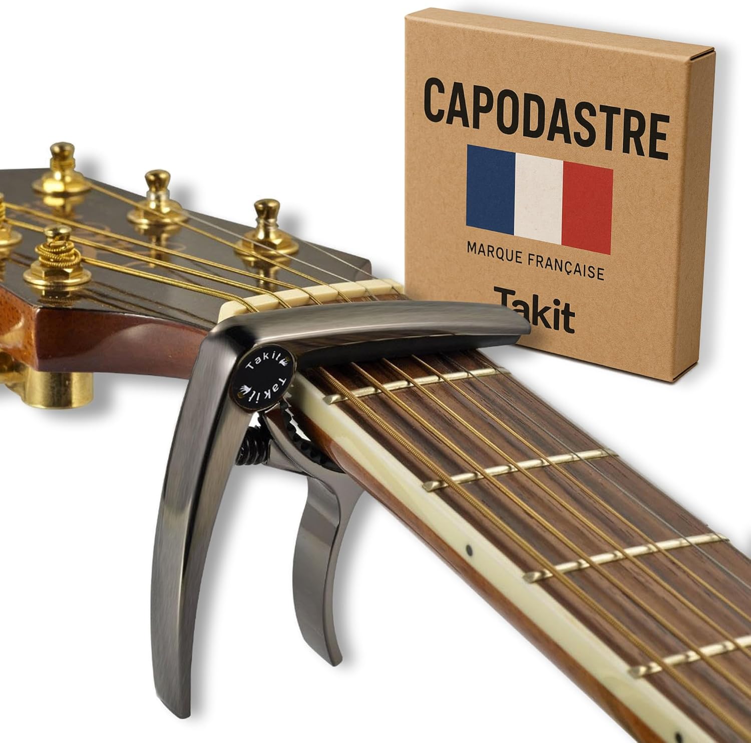 Capodastre pour Guitare Acoustique et Electrique - GARANTIE À VIE - Marque Française - Qualité professionnelle Bronze