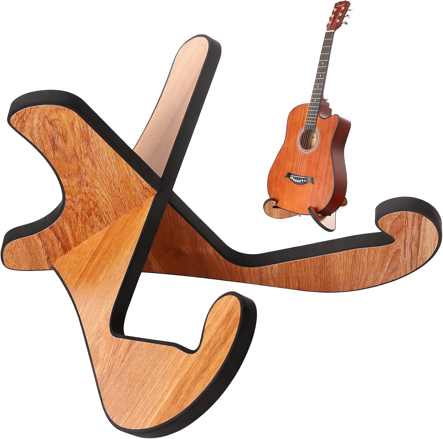 LacBec Support Guitare Sol en Bois, Détachable Cadre X Stand Guitare, Universel Porte pour Guitare Acoustique/ Électrique/ Classique/ Basse