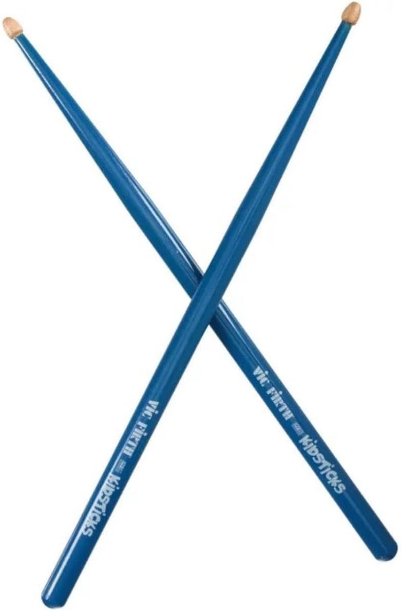 Baguettes de Batterie pour Enfant, Caryer Américain, Bout en Bois, Bleu Blue