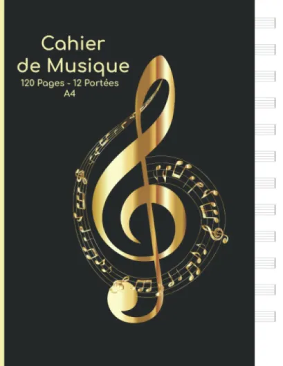 Cahier de musique: Carnet de partitions - Papier manuscrit - Idéal pour les débutants et professionnels - 12 portées par page - 120 pages - Grand format A4