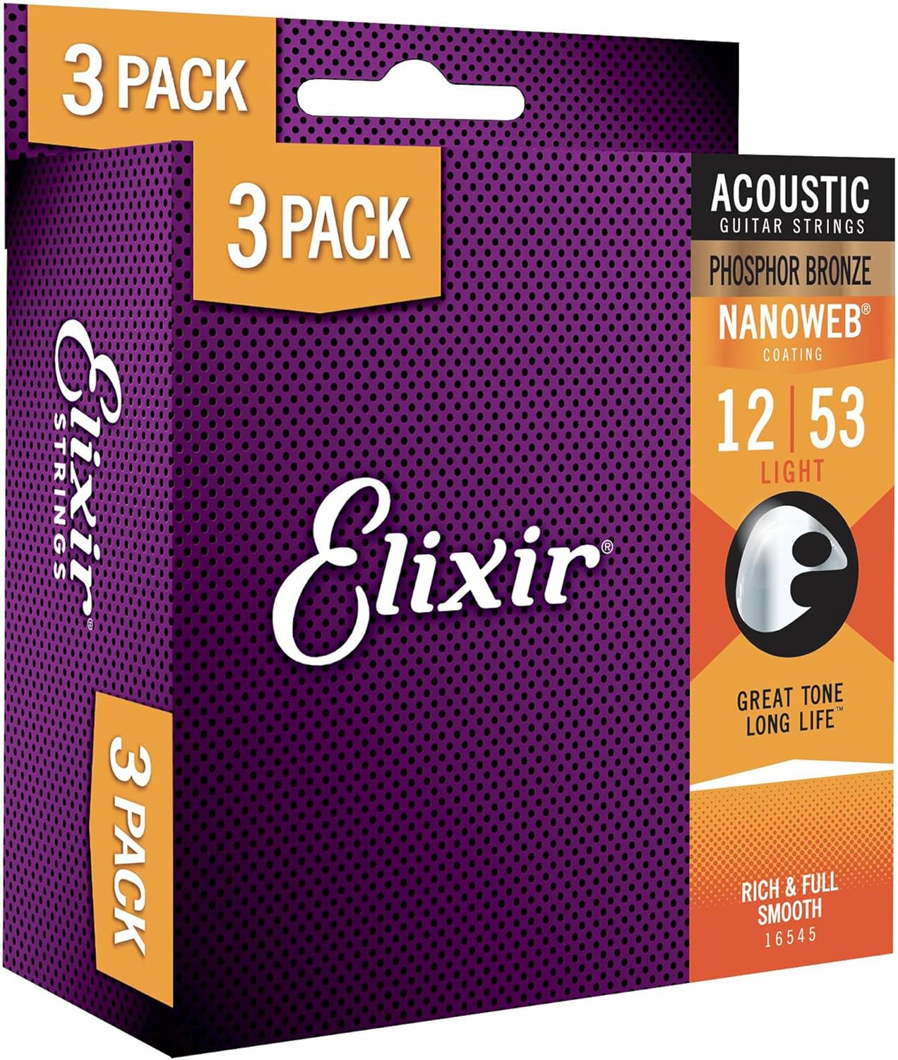16052 Jeux de 3 Cordes pour Guitare acoustique 3 Pack Light (12-53)