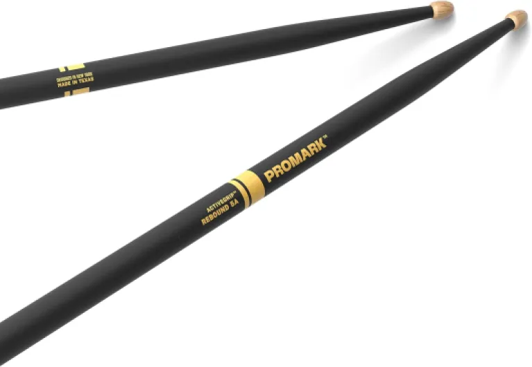 ProMark Baguette Batterie - Forward Rebound 5A Baguettes Batterie - ActiveGrip - Devient plus collant lorsque vos mains transpirent - Finition Active Grip, Pointe de gland, Bois de hickory - 1 Paire Noir Rebound