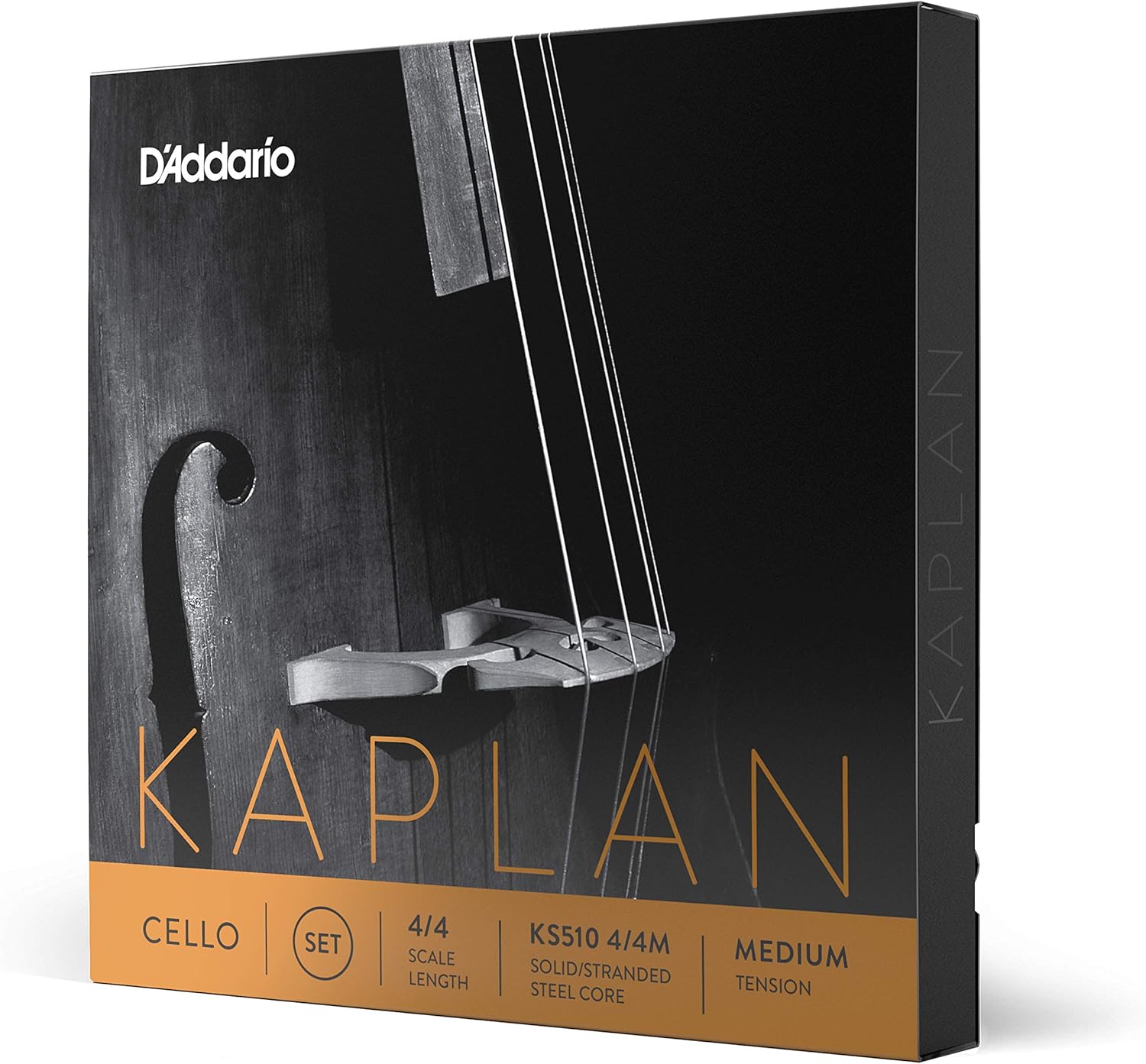 Cordes de violoncelle D'Addario Kaplan - Jeu complet - KS510 4/4M - Cordes de violoncelle - Échelle 4/4, Tension moyenne Medium Set