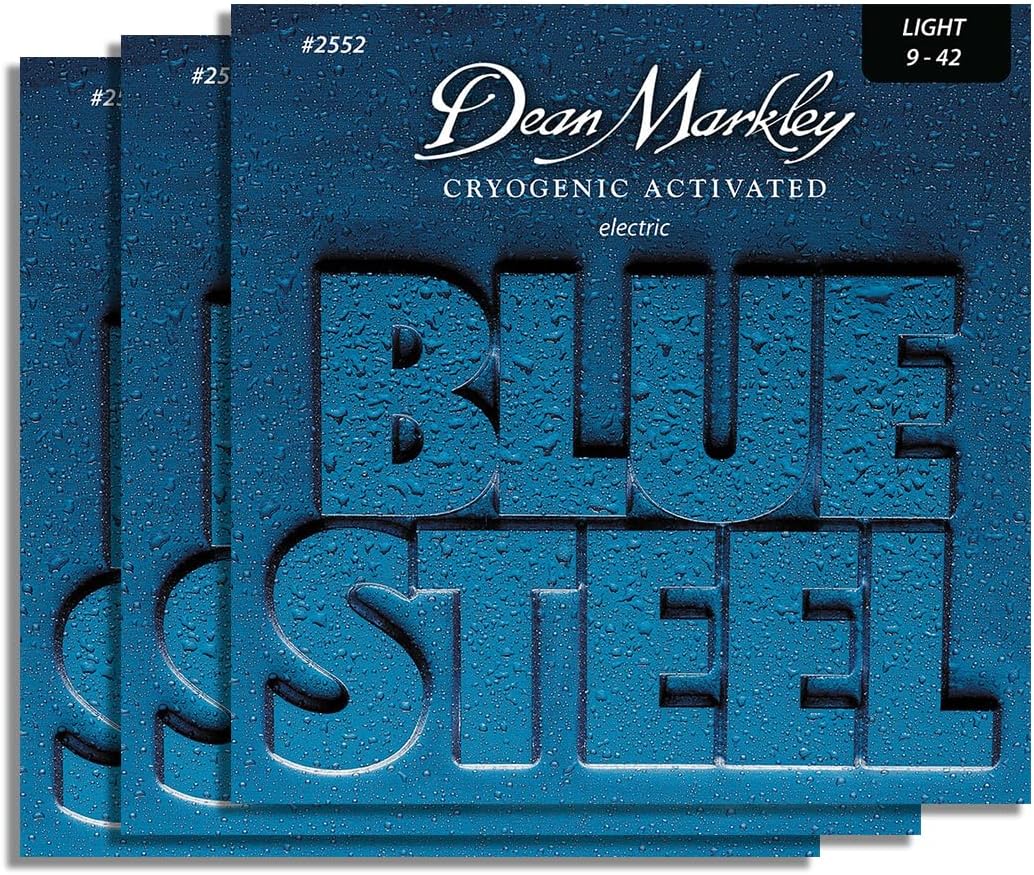 DEAN MARKLEY 2552 Blue Steel Jeu de 3 cordes pour guitare électrique traitées par cryogénie pour une plus longue durée de vie, des performances améliorées et un son supérieur Fabriqué aux États-Unis