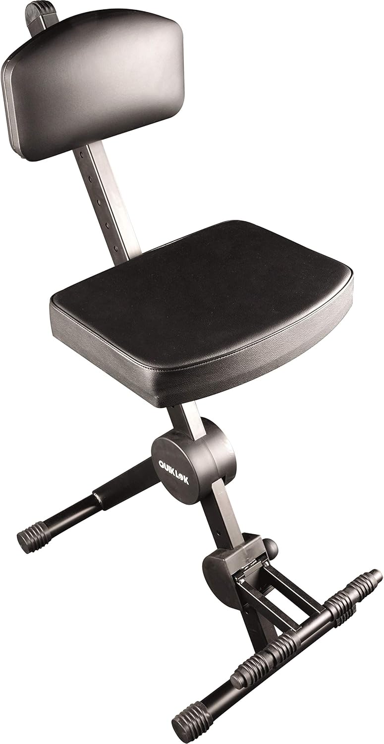 QUIK LOK - DX/749 Tabouret avec dossier et repose-pieds pour musiciens, structure pliable et réglable en hauteur, confort et praticité maximaux, couleur noire Unique