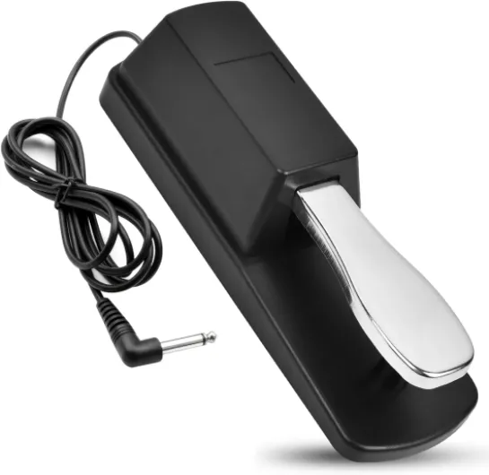 Pédale de sustain universelle pour clavier de piano, pédale de sustain adaptée pour synthétiseur de clavier MIDI/piano électronique avec câble de 1,5 m et interrupteur de polarité, compatible avec
