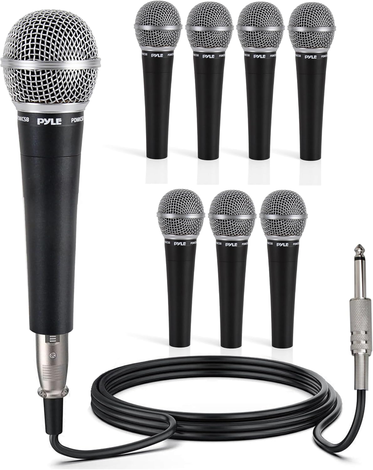 Microphone Filaire - Micro Vocal Dynamique Professionnel-Microphone Dynamique à Main à Bobine Mobile Cardioïde Unidirectionnel-Inclus Câble Audio XLR de 4,5 m vers Connexion Audio 6,35 mm Noir/Argent