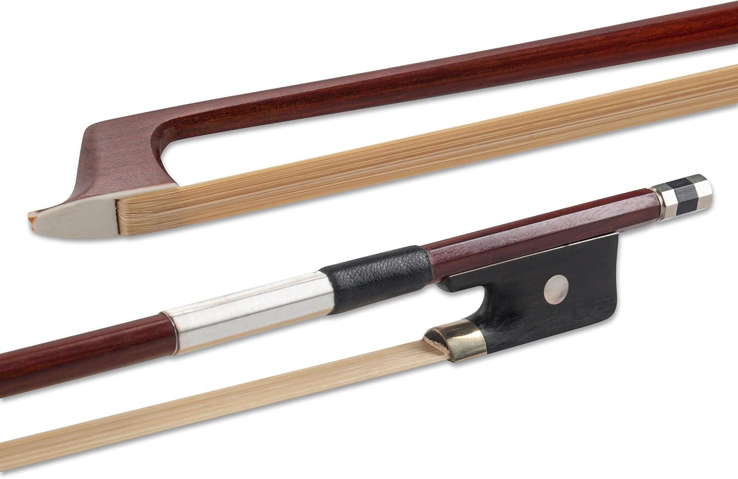 Archet d'alto 4/4 - Cheveux naturels - Archet d'étudiant - Baguette ronde - Hausse en bois dur 4/4 Barre ronde