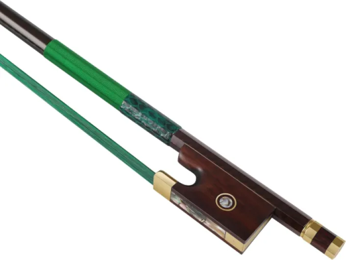 Archet de violon 4/4 en fibre de carbone – Ultra léger et incassable avec crin de cheval coloré - Grenouille en bois de serpent et incrustation en nacre - Qualité professionnelle pour les voyages et