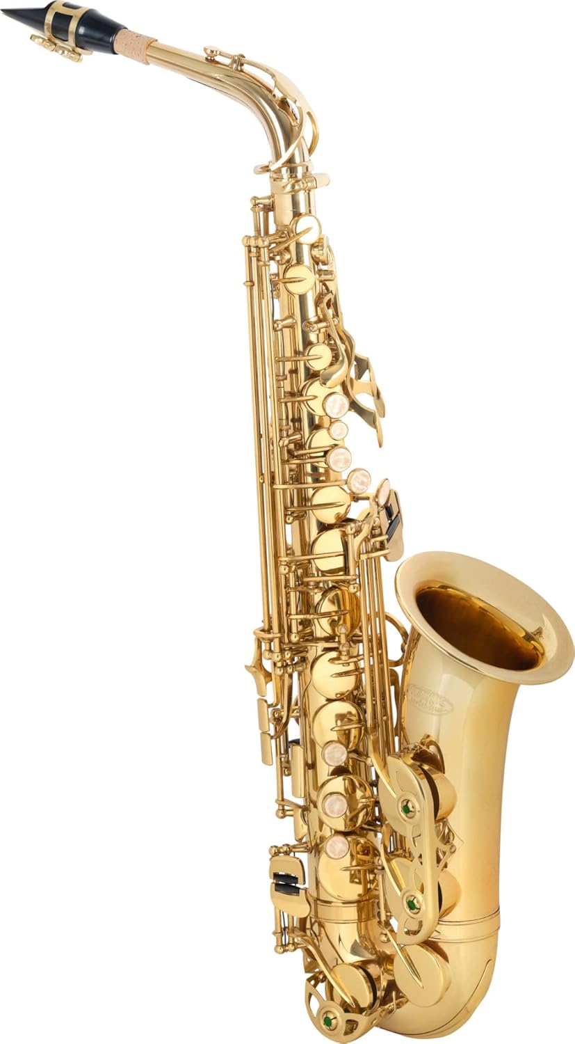 AS-450 Eb Saxophone alto en laiton – Accordage : il – Idéal pour les débutants – Mécanisme de clapet ergonomique – Clapet haut – Étui léger, embout, ligature et accessoires