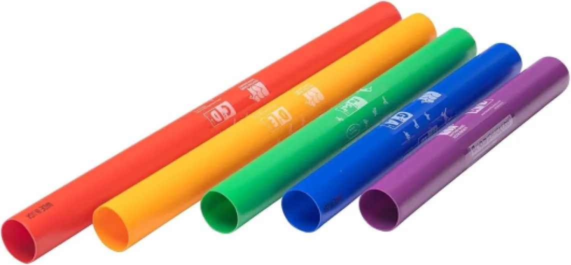 Lot 5 Boomwhackers Chromatiques - Tubes Sonores Colorés Accordés - Apprentissage Ludique, Pédagogique Musique et Rythme - Idéal pour Écoles, Groupes et Initiation Musicale - Réf - 3461 5 notes Petit Modèle