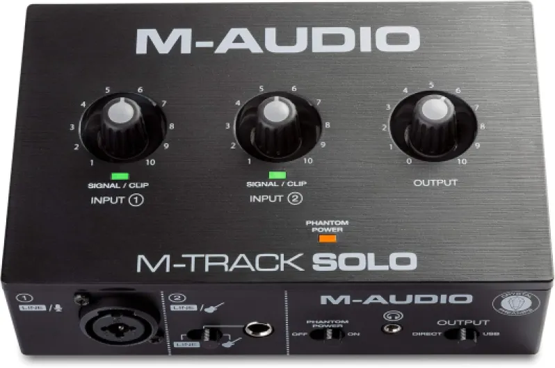 M-AUDIO M-TRACK SOLO Interface audio ou carte son USB avec 1 entrée pour microphone et logiciels 48kHz, 1 XLR Carte son Solo