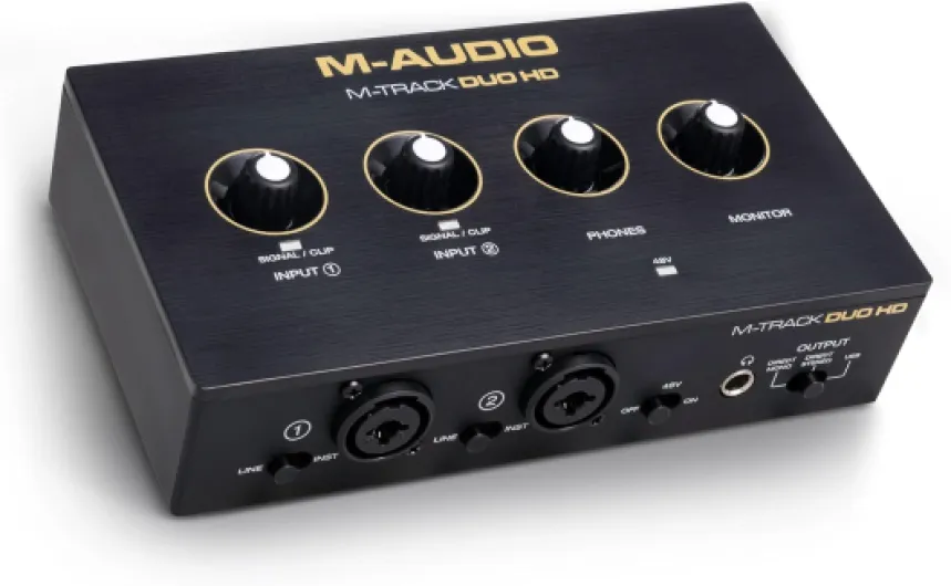 M-AUDIO M-Track Duo HD Interface Audio 24bit 192kHz pour Enregistrement, Stream et Podcast - USB-C, Deux Entrées XLR TRS, Deux Sorties TRS et Suite Logicielle 192kHz, 2 XLR Carte Son USB C Haute Définition