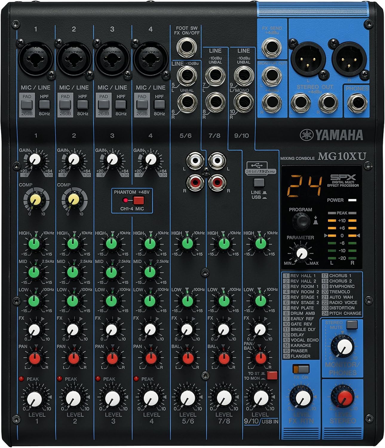 MG10XU - Console de mixage compacte avec 10 canaux d'entrée, effets, USB et préamplis micro D-PRE MG10X Unique