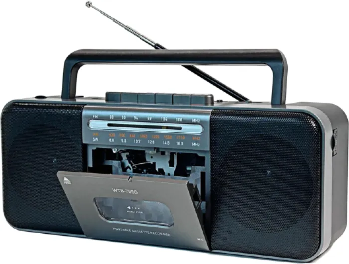 Lecteur de Cassette, Enregistreur de Cassette, Enregistrement Radio AM/FM/SW sur Cassette/USB, Convertisseur de Cassette en MP3, avec Bluetooth, Grand Haut-Parleur 10 W, Portable (Noir)