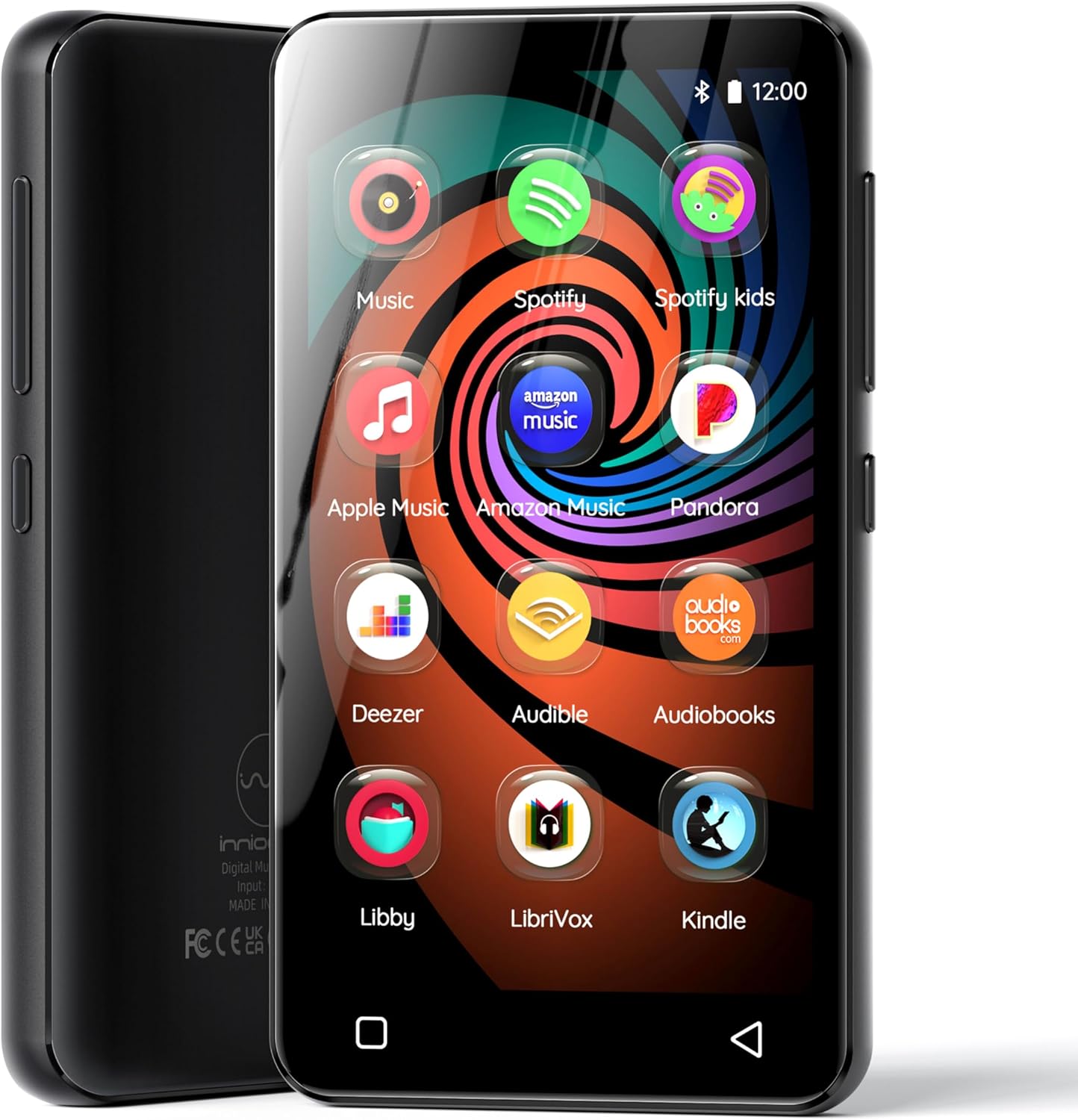 Innioasis Lecteur MP3 160 Go avec Bluetooth et WiFi, Lecteur de Musique Android avec Spotify, Amazon Music,Lecteur MP3 à écran Tactile Complet de 4 Pouces avec Audible, Libby (Noir)