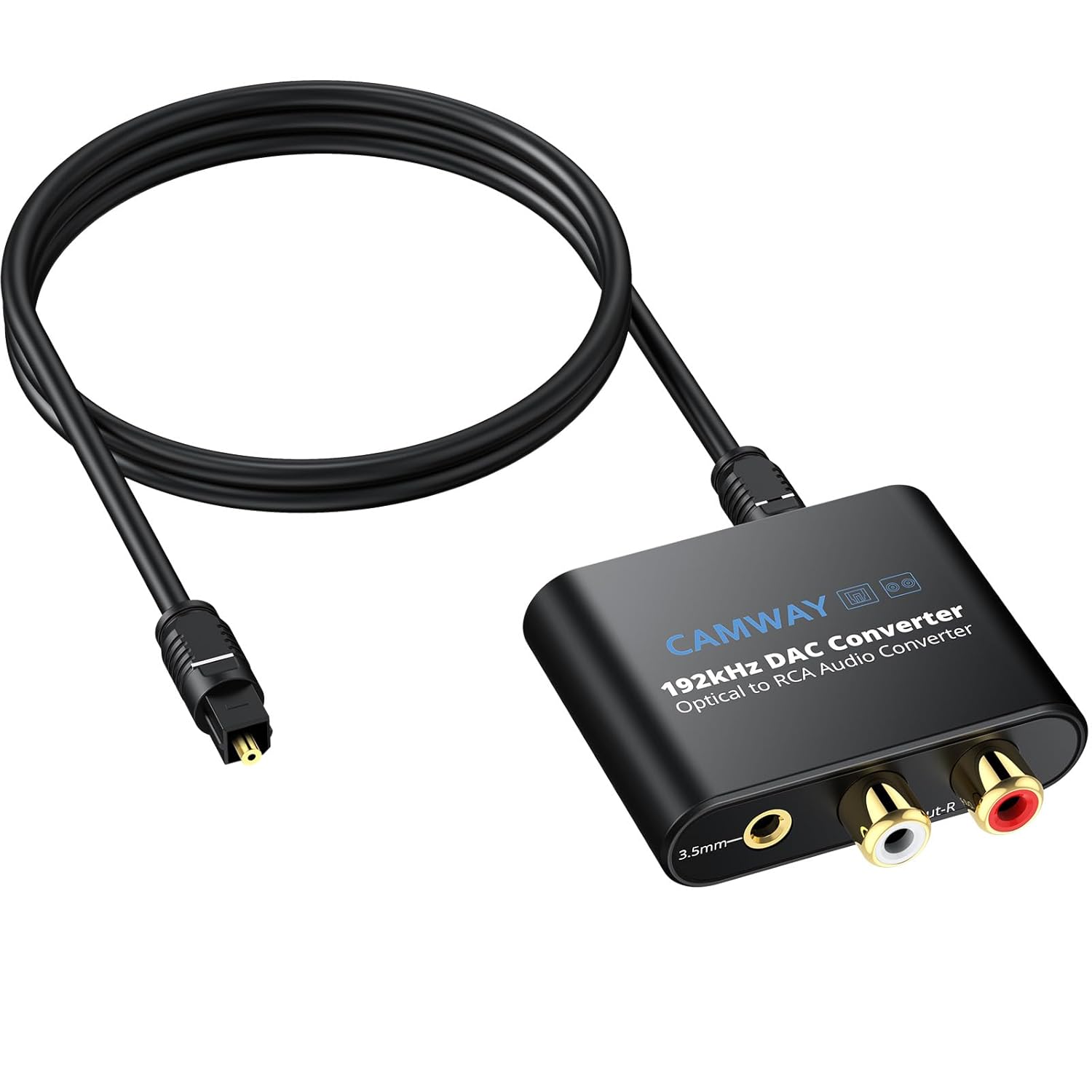 Convertisseur DAC 192kHz SPDIF vers RCA Optique vers 3.5mm, Convertisseur Audio Numérique vers Analogique Optique Toslink vers RCA Adaptateur Audio