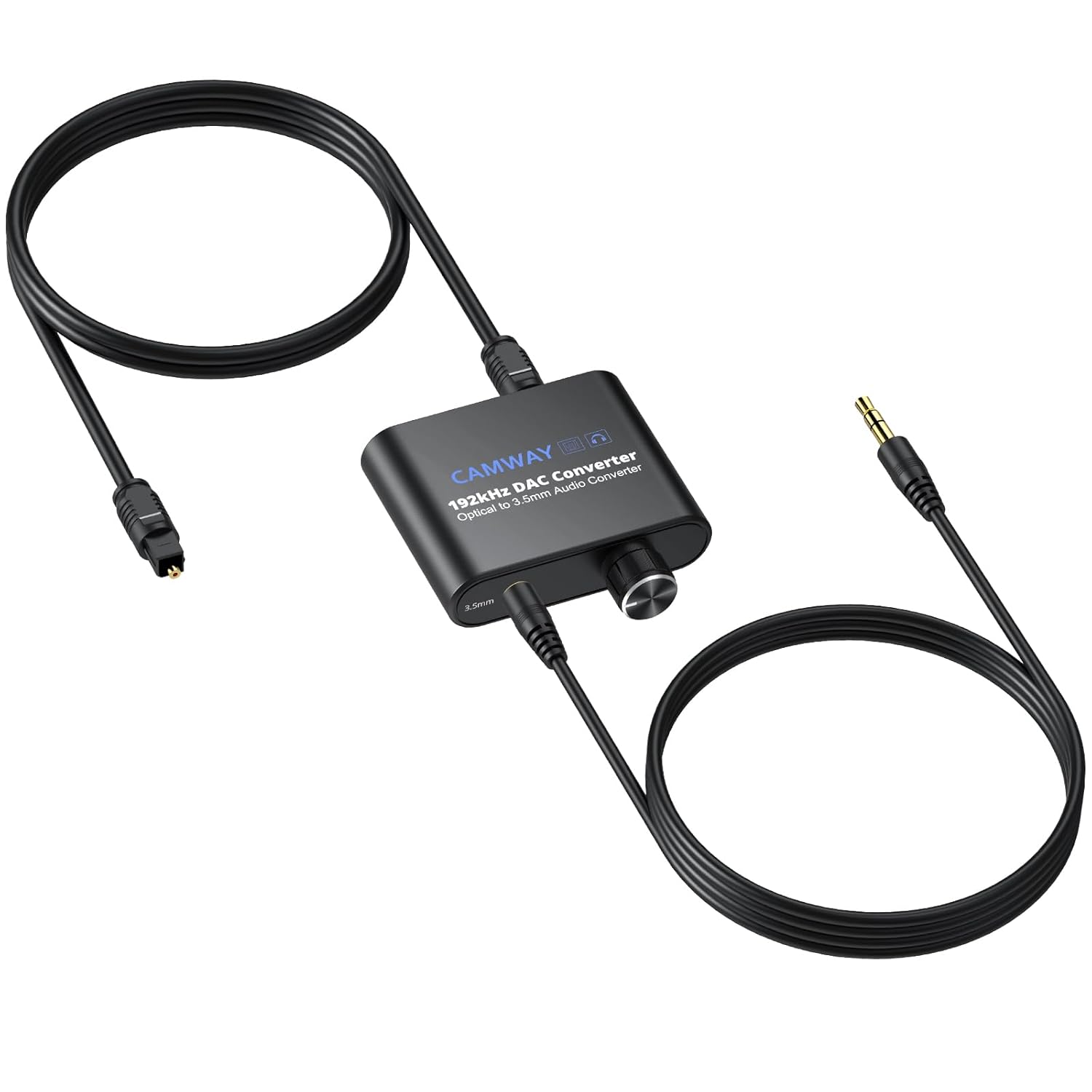 Convertisseur DAC Optique Toslink vers 3.5mm avec Volume Réglable SPDIF vers Analogique 192kHz/24bit Adaptateur Audio Haute Qualité pour TV,Home Cinéma,PS5 Amplificateur Intégré