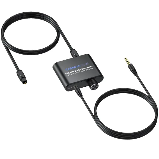 Convertisseur DAC Optique Toslink vers 3.5mm avec Volume Réglable SPDIF vers Analogique 192kHz/24bit Adaptateur Audio Haute Qualité pour TV,Home Cinéma,PS5 Amplificateur Intégré