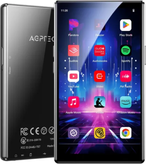 132Go Lecteur MP3 Bluetooth WiFi, MP3 Spotify Android 13 avec 5"Écran Tactile HD, Compatible avec Deezer, Amazon Music, YouTube, Pandora, Audible, Libby, MP4 Enfant avec Contrôle Parental, Noir 132Go Noir