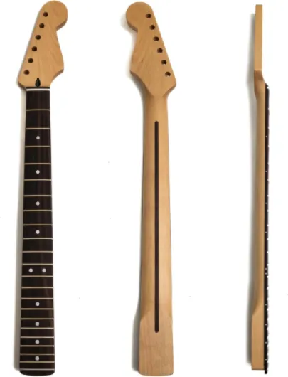 Manche de guitare en érable de qualité supérieure pour guitare Fender Stratocaster, droitier, érable canadien avec touche en palissandre, barre de réglage réglable, 22 frettes Jumbo moyennes, sillet A-Droite