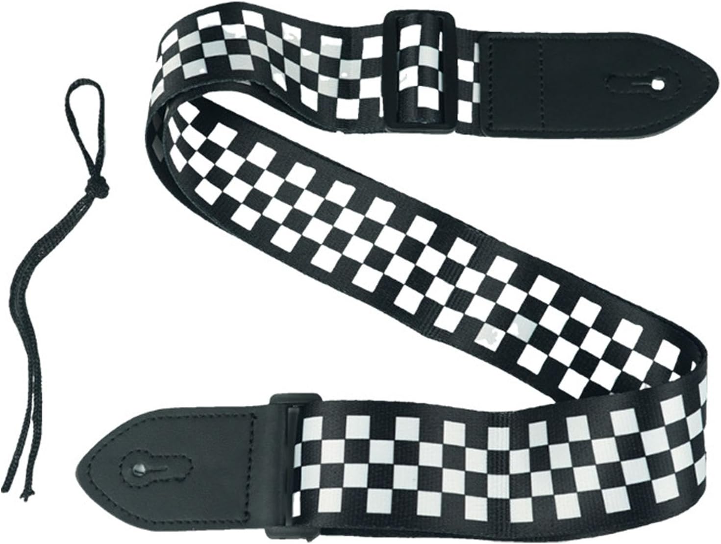 1 Sangle de Guitare Sécurisée - Bande Nylon Réglable pour Guitares Acoustiques/Classiques/Électriques - Motif Damier Personnalisable pour Musicien (Adulte & Enfant)